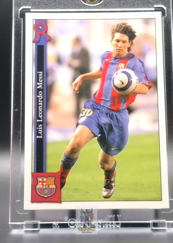   2005 Mundicromo Lionel Messi card is from the Las Fichas de la Liga set, card #602+, featuring Second Year Card. Messi Cards 3