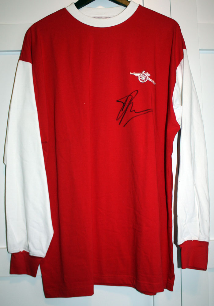 2021 Dennis Bergkamp Autographed Red Arsenal Home Shirt Retro Jersey