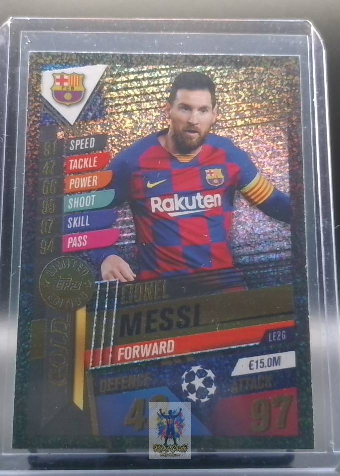 2019-20 Topps Match Attax Lionel Messi Gold Limited Edition insert LE2G cracked-ice foil 486
